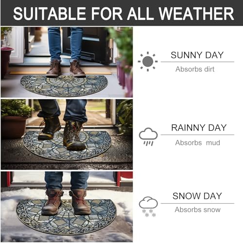 CHICHIC Entrance Door Mat Large 18 x 30 Inch Entry Way Doormat Front Door Rugs Outdoors Heavy Duty Welcome Mat Non Slip Rubber Back Low Profile for Garage, Patio, High Traffic Area, Blue - Image 6