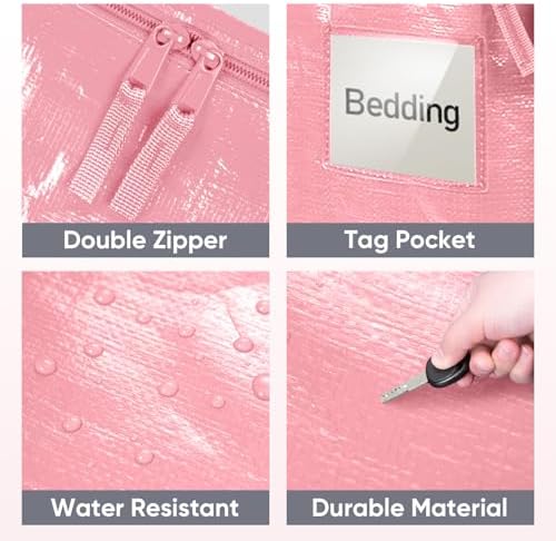 TICONN 8 Pack Extra Large Moving Bags Heavy Duty with Zippers & Carrying Handles, Durable Storage Bags Moving Boxes for Closet Organizers and Storage (8 Pack, Coral) - Image 6