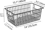 Slideep Farmhouse Metal Wire Basket, Fridge Freezer Storage Organizer Bins with Handles for Kitchen Cabinets, Pantry, Closets, Bedrooms, Bathrooms, Black 3 Pack - Image 2
