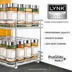 LYNK PROFESSIONAL® Pull Out Spice Organization for Cabinets - 8-3/8 inch Wide – Spice Rack for Inside Cabinets, Slide Out Spice Rack Organizer for cabinet – Pull Out Spice Rack, Sliding 2 Tier Chrome - Image 2