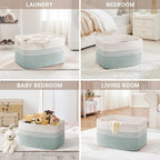 72L Large Woven Laundry Basket Hamper with Handles, Green - Image 4
