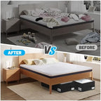 Under Bed Storage with Wheels, 4-Pack 10" Height XXL 75L Rolling Storage Bins, Quick Assembly Underbed Shoe Storage Containers with Clear Lid & Label, Dorm Under Bed Drawers for Clothes, Shoes, Black - Image 6