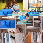 Acnusik Heavy Duty Moving Bags, Extra Large Storage Bags with Zippers Backpack, College Dorm Room Essentials, Moving Totes Clothing Storage Bins, Compatible with IKEA Frakta Cart (12pcs) - Image 6