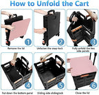 FELICON SELORSS Foldable Utility Cart Folding Portable Rolling Crate-Pink - Image 4