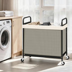 STORAGE MANIAC Rolling Laundry Hamper with Wheels 3-Section Laundry Sorter Rolling Laundrys Basket on Wheels with Removable Bag Clothes Hamper Laundrys Organizer Cart Bathroom Bedroom 120L Beige - Image 2