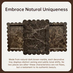 Rectangle Marble Tray with Scalloped Edge, Dark Brown Decorative Tray for Bathroom Vanity, Kitchen Counter, Dresser Top Organizer, Perfume Jewelry Holder, 11x8 Inch Natural Stone Home Décor - Image 3