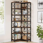 Tribesigns 7-Shelf Corner Bookshelf,Large Modern Corner Bookcase, 7-Tier Tall Corner Shelf Storage Display Rack with Metal Frame for Living Room Home Office (Rustic Brown) by Tribesigns