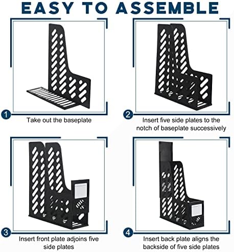 Glenmal 12 Pack Magazine File Holder Organizers Vertical Desk, Black - Image 3