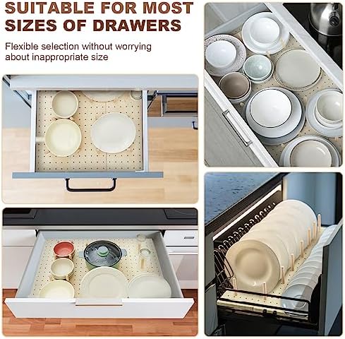 Kigley 12 Pcs Wooden Pegboard Drawer Organizer(21 Inch,Wood Color) - Image 6