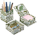 CPC Agate Green Block Print Set of 3 Desk Organizer by COTTONPRINTCLUB