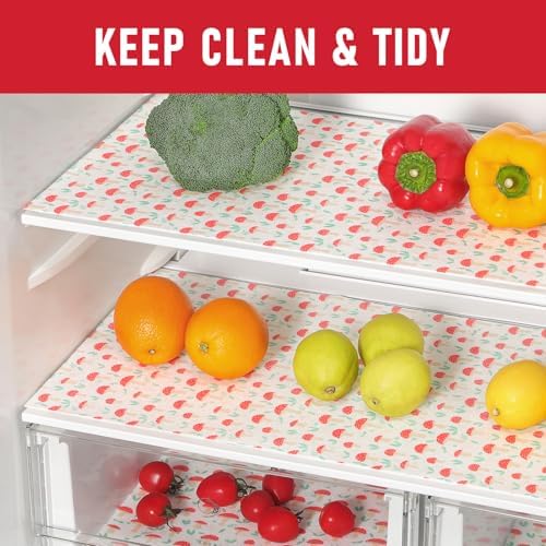 Cooyes 12 Pack Cloth Shelf Liners for Kitchen Cabinets, 17.7" × 36", Non-Slip Refrigerator Liners Machine Washable, Crisper Drawer Mats for Glass Shelves and Freezers, (Red Mushroom) - Image 2