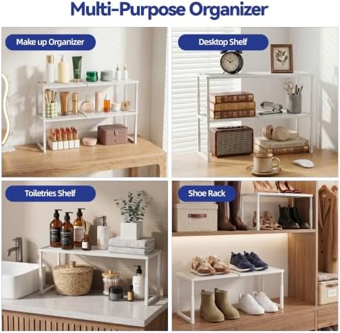 2 Packs Expandable Cabinet Shelf Organizer, Stackable Countertop Shelves - Image 6