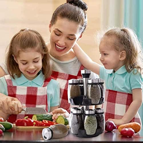 Revolving Spice Rack Organizer Countertop, Spinning Spice Storage Rack Tower Organizer with 12 Empty Jars, Rotating Spice Holder Shelf Seasoning Rack Shelf, Spice Seasoning Bottle Organizer - Image 5