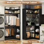 Aheaplus Corner Closet System with Shelves, L Shaped Walk-in Closets, Black - Image 5