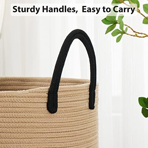 Fiona's magic Woven Laundry Hamper, 100L Tall Blanket Storage-Brown&Black - Image 5