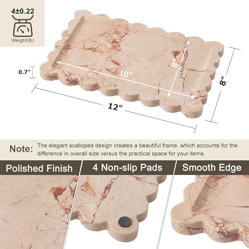 Scalloped Natural Marble Tray - Decorative Stone Tray for Bathroom & Vanity - Image 2