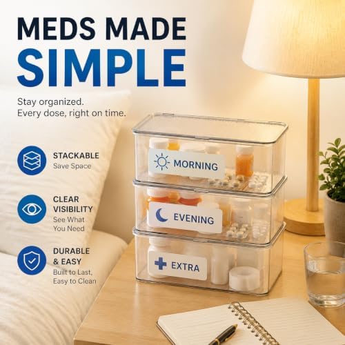 ZENFUN Set of 3 Small Stackable Storage Bins with Hinged Lid, Acrylic Organizer Box, Clear Makeup Organizer Box, Cosmetic Case for Home, Office - Image 7