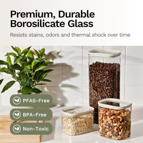 Naked Kitchen 20-Piece Food Storage Containers with Lids – Stackable BPA-Free Borosilicate Glass Pantry Storage Containers with Leak-Resistant Airtight Seal for Kitchen & Pantry Organization – Green - Image 5