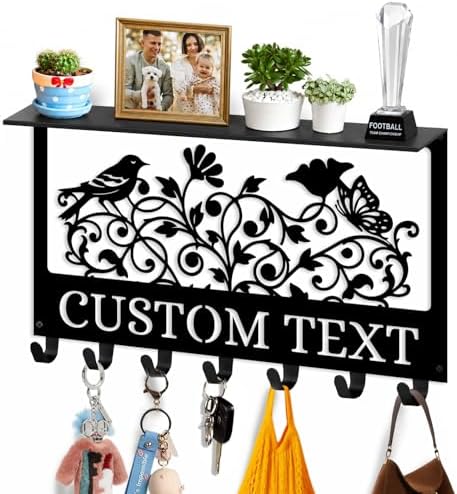 Dyoart Custom Flowers Bird Key Holder Wall Mount with Shelf Home Decor Gift by Dyoart