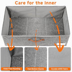 60L Large Under Bed Storage with Wheels Pack of 2, Underbed Shoe Container Bin with Clear Lid Cover, 10.5 Inches Rolling Under Bed Drawer Storage Bag Basket for Boots Quilt Sweater - Grey - Image 4