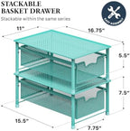 Simple Houseware Stackable Cabinet Basket Drawer Organizer, Turquoise - Image 2