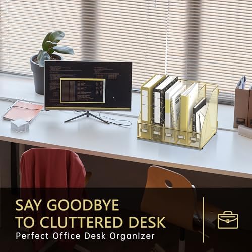 DALTACK 5-Slot Magazine File Holder, Metal Binder Holder, Gold - Image 5