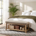 Zihanhome Entryway Shoe Bench, End of Bed Bench,Upholstered Bench(Brown) by Zihanhome