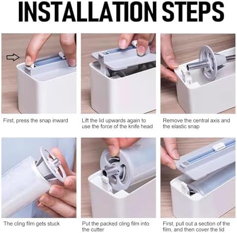 Refillable Magnetic Plastic Wrap Dispenser with Slide Cutter, Sturdy Food Cling Film Cutter, Press and Seal Wrap, 12" x 328' Roll BPA Free - Image 7