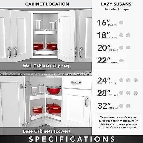 Rev-A-Shelf 28" Dual Tier Lazy Susan Organizer for Corner Cabinets, White - Image 5
