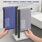 NearMoon Hand Towel Holder with Balanced Marble Base, SUS304 Stainless Steel Stand Towel Ring L Shape Hand Towel Rack Free-Standing Towel Bar for Bathroom Kitchen Countertop (Double Rod, Matte Black) - Image 5