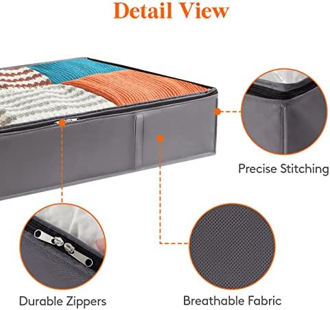 Lifewit Under Bed Storage Containers 4 Pack, Large Capacity Blanket Storage Bags with Reinforced Handle, Organization and Storage for Clothes, Sheets, Towels, Bedroom, Closet, College Dorm, Grey - Image 4
