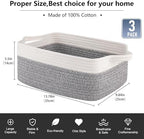OIAHOMY 3-Pack Storage Baskets for Organizing Woven Small Basket Gery - Image 3