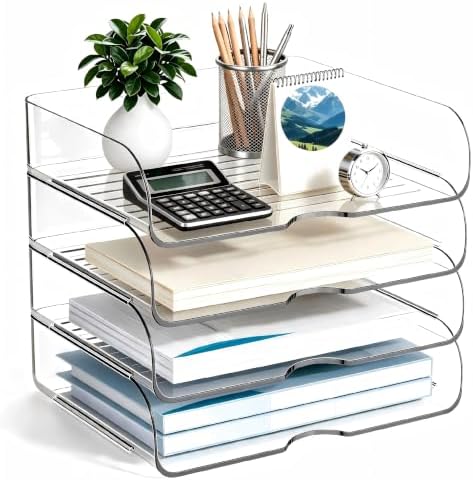 4-Tier Horizontal Acrylic Paper Organizer for A4/Letter Documents by ClearMinimal