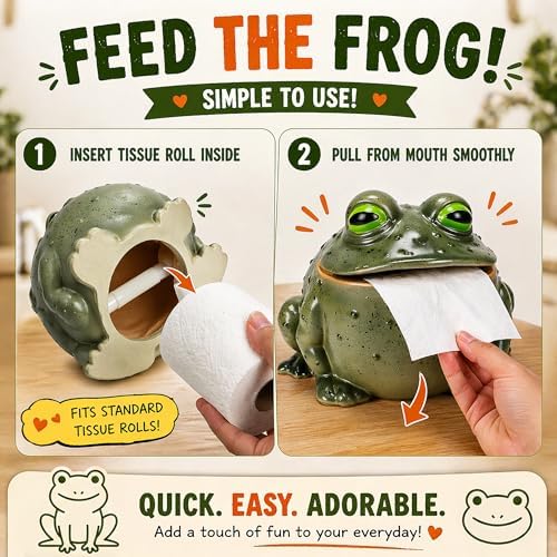 Funny Frog Toilet Paper Holder, Whimsical Toad Tissue Box in Resin for Kitchen, Bathroom, or Bedroom, Creative Animal Toilet Roll Dispenser (Single Frog Holder) - Image 5