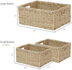 Vagusicc Wicker Basket, Set of 3 Hand-woven Storage Baskets for Organizing, Seagrass Wicker Storage Basket Bins with Handles, Small Toilet Paper Storage Baskets for Shelves Pantry Baskets (Seagrass) - Image 2