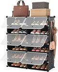 ROJASOP Portable Shoe Rack Organizer 6-Tier Shoe Cabinet 24-Pair Shoe Organizer Shoe Storage Expandable Free Standing Stackable Space Shoe Rack with 2 Exclusive Versatile Hooks for Bedroom Black by ROJASOP