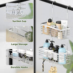 YUOROS 2 Tier Shower Caddy Hanging Over the Door (Silver) - Image 3