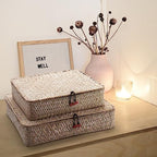 Whitewash Seagrass Basket with Lid Rectangular Decorative Storage Boxes for Shelf Organize Snack Toys Set of 2 (Large+Small) - Image 7