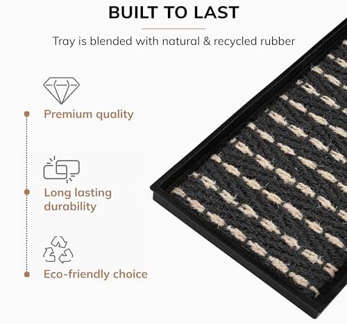Anji Mountain Heavy Duty Waterproof Rubber Shoe Storage Mat Organizer/Boot Storage Multi Use for Entryway with Coir, Gray and Ivory Insert, Fits 4 Pair (46.5" Wide) - Image 3