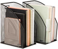 Mind Reader Vertical File Organizers, Desktop File Holders for Folders, Magazines, and Paperwork, Workspace Organizer, Metal Mesh, Set of 2, Black by MindReader