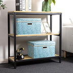 PRANDOM Stackable Storage Cubes with Lids [5-Pack] Fabric Decorative Storage Box Bins Organizer Containers Baskets with Cover Handles Divider for Bedroom Closet Living Room Blue 14.9x9.8x9.8 Inch - Image 2
