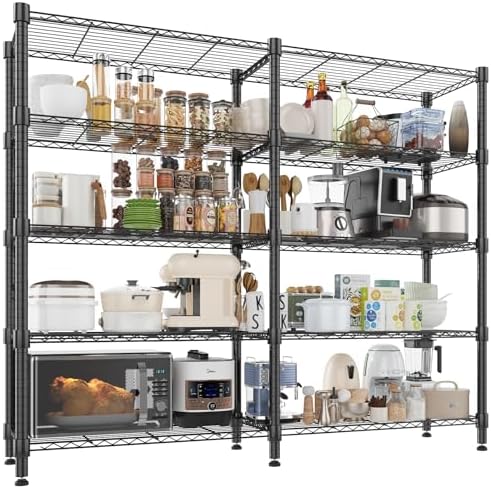 Homdox 5 Tier Storage Shelves Wire Shelving Unit Metal Shelves for Storage Heavy Duty Garage Shelf Pantry Shelves Kitchen Shelving, 14"x60"x72", Black by HOMDOX