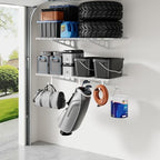 FLEXIMOUNTS 2-Pack 2x4ft Garage Shelving with Hooks, 600lbs Load, White by FLEXIMOUNTS