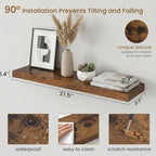 Dreamland Floating Shelves for Wall, 27.5 Inch Long Shelves, Wall Decor for Bedroom, Kitchen, Living Room & Book Storage, Mounted Floating Shelf with Invisible Brackets, Set of 2, Rustic Brown - Image 3