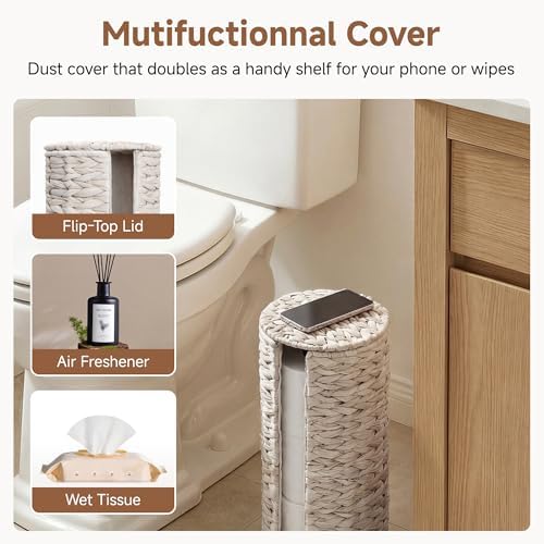 StorageWorks Toilet Paper Storage with Lid, Toilet Paper Holder Stand - Image 4