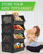 Large Stackable Storage Bins Open Front for Pantry Storage, 4 Pack - Black - Image 6