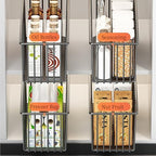Pull Out Cabinet Organizers 2 Pack, Black Metal Storage Basket - Image 5