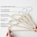 3 Sprouts Velvet Baby Hangers, Non Slip Slim, Double Dot Beige, 30 Pack - Image 3