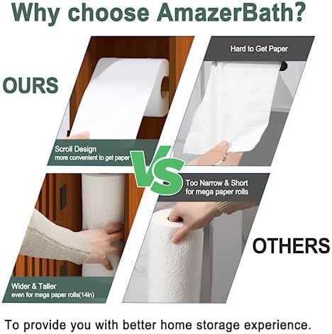 AmazerBath Bamboo Toilet Paper Holder with Storage, Bathroom Toilet Paper Storage Cabinet, Small Bathroom Storage Cabinet for Small Spaces, Slim Bathroom Storage Cabinet, 33x7.3x6.5 Inches, Brown - Image 6