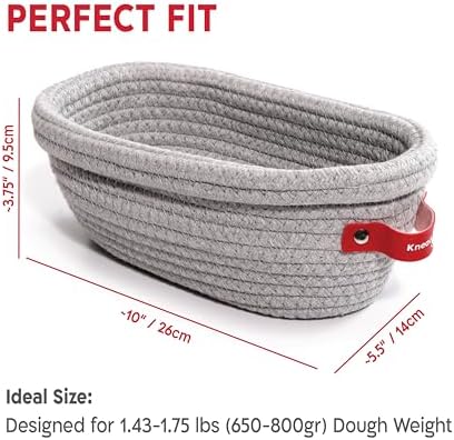 KneadAce Cotton Rope Banneton Bread Proofing Basket Set, 2 x Oval Bread Basket with Liners & Covers for Artisan Bread Baking, Sourdough Bread Baking Supplies - Image 6
